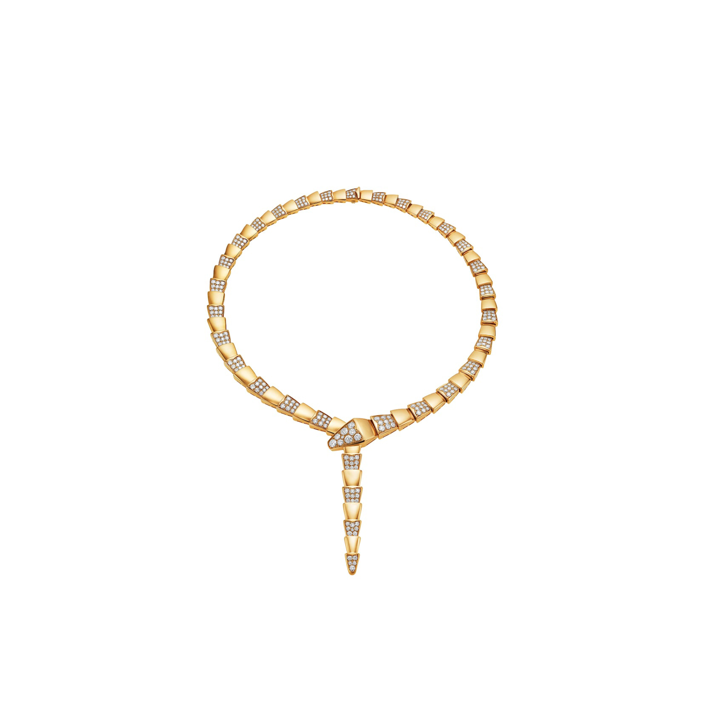 bv1g*ai yellow gold and D1am0nd serpenti scaglie necklace